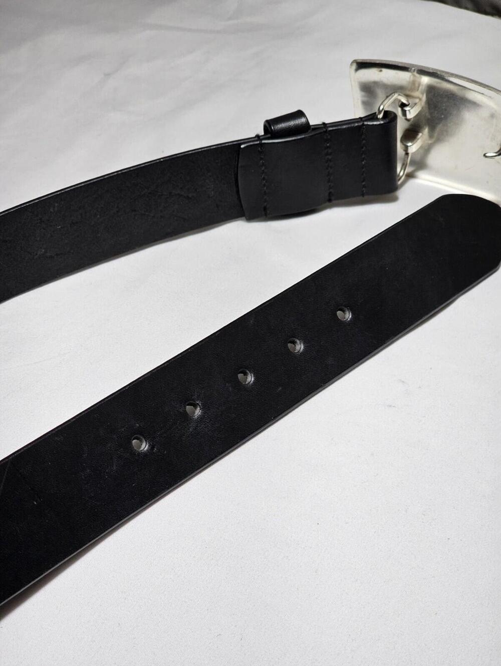 SILPADA Designs Black Italian Leather BELT Silver Square Buckle Womens Large - Picture 6 of 11